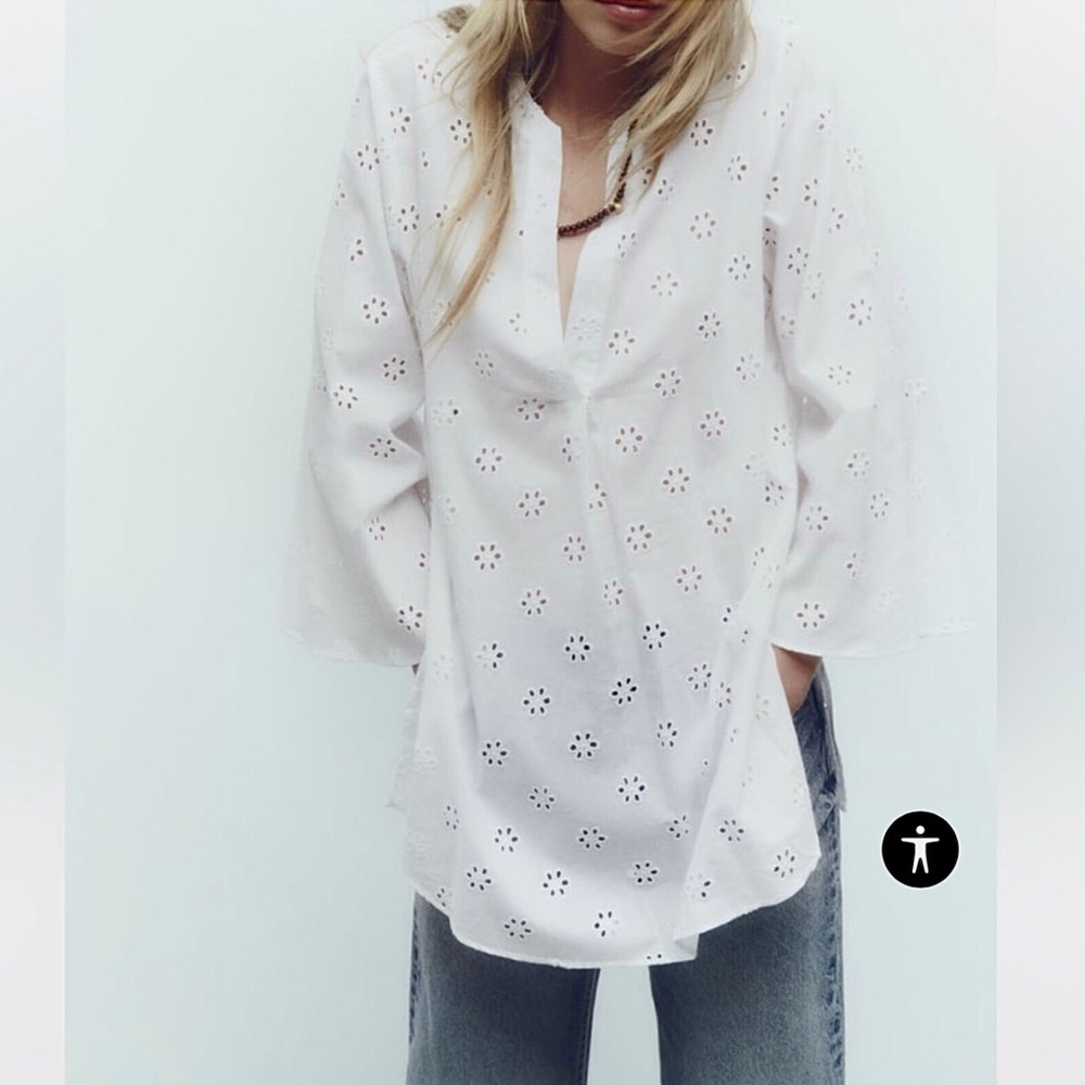 Zara Eyelet Tunic Top